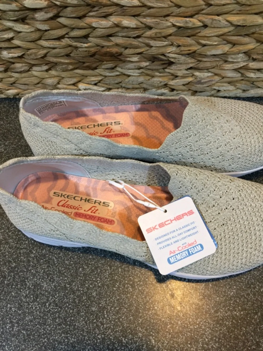 Skechers Light Tan Knit Slip-On Flats